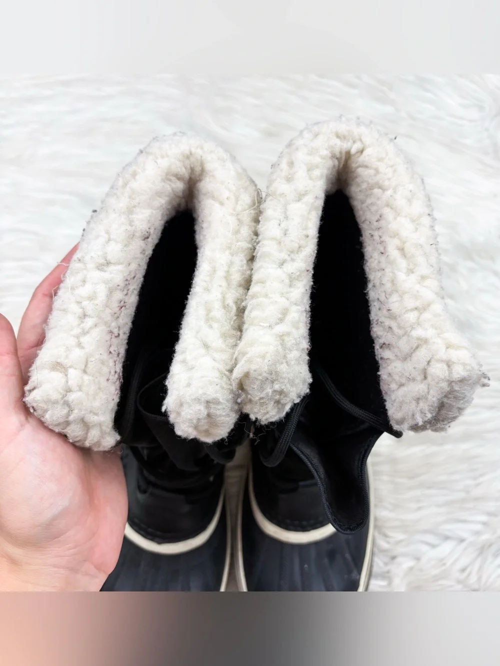 Sorel Winter Carnival Black Stone Boots Waterproof Fleece Lined Duck Snow Size 8